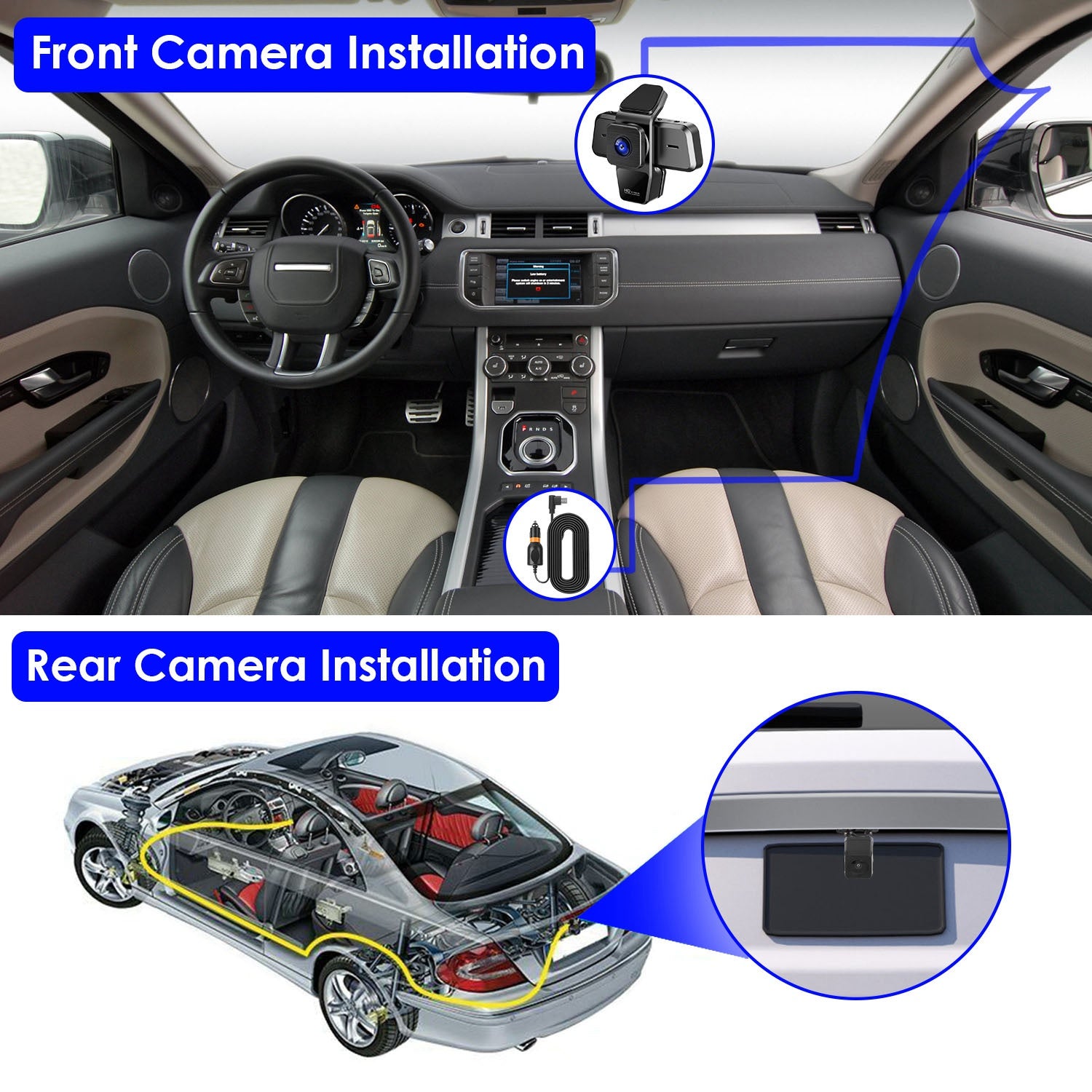 1080P FHD 3 Channel WiFi Dash Cam 170 Degree Wide Angle Triple Car Camera With IR Night G Sensor Motion Detection Loop Recording App Control Support 128G Max by Nino Auto Repair