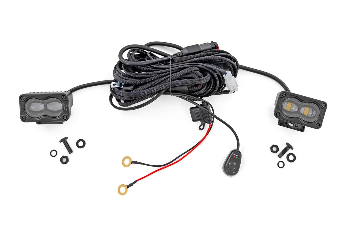 3x1.75 Inch Black Series LED Slim Aux | SAE Fog | Pair by Rough Country