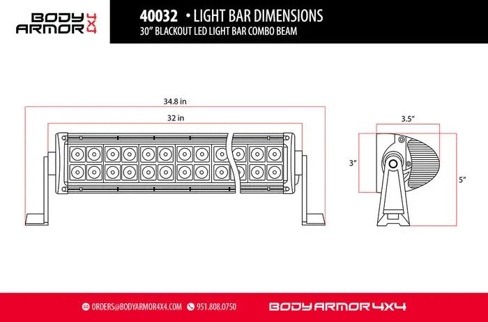 20" Blackout Led Light Bar Combo Beam With Wire Harness by Body Armor 4x4