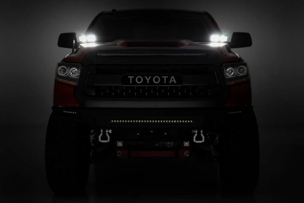 LED Light Kit | Ditch Mount | Dual 2" Black Pairs | Flood | Toyota Tundra (14-21) by Rough Country