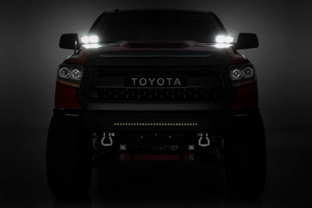 LED Light Kit | Ditch Mount | Dual 2" Black Pairs | Flood | Toyota Tundra (14-21) by Rough Country