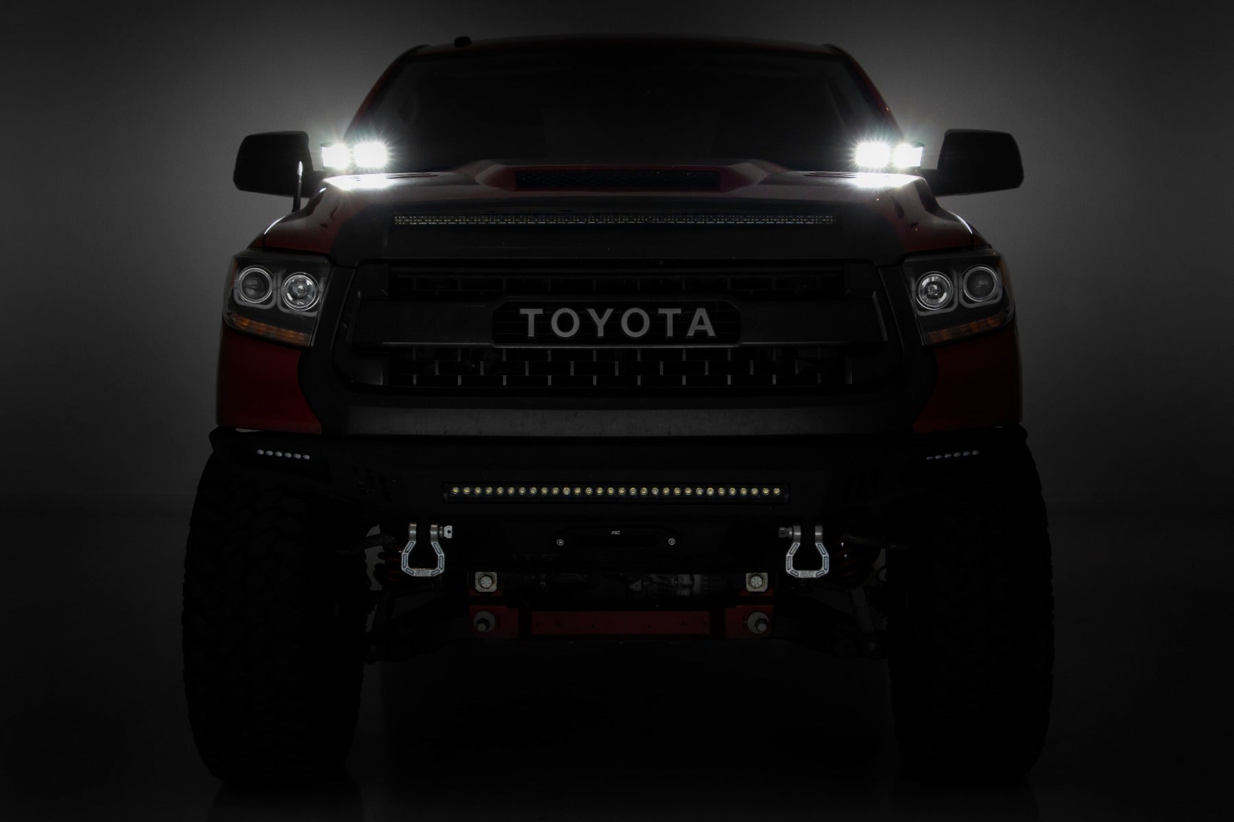 LED Light Kit | Ditch Mount | Dual 2" Black Pairs | Flood | Toyota Tundra (14-21) by Rough Country