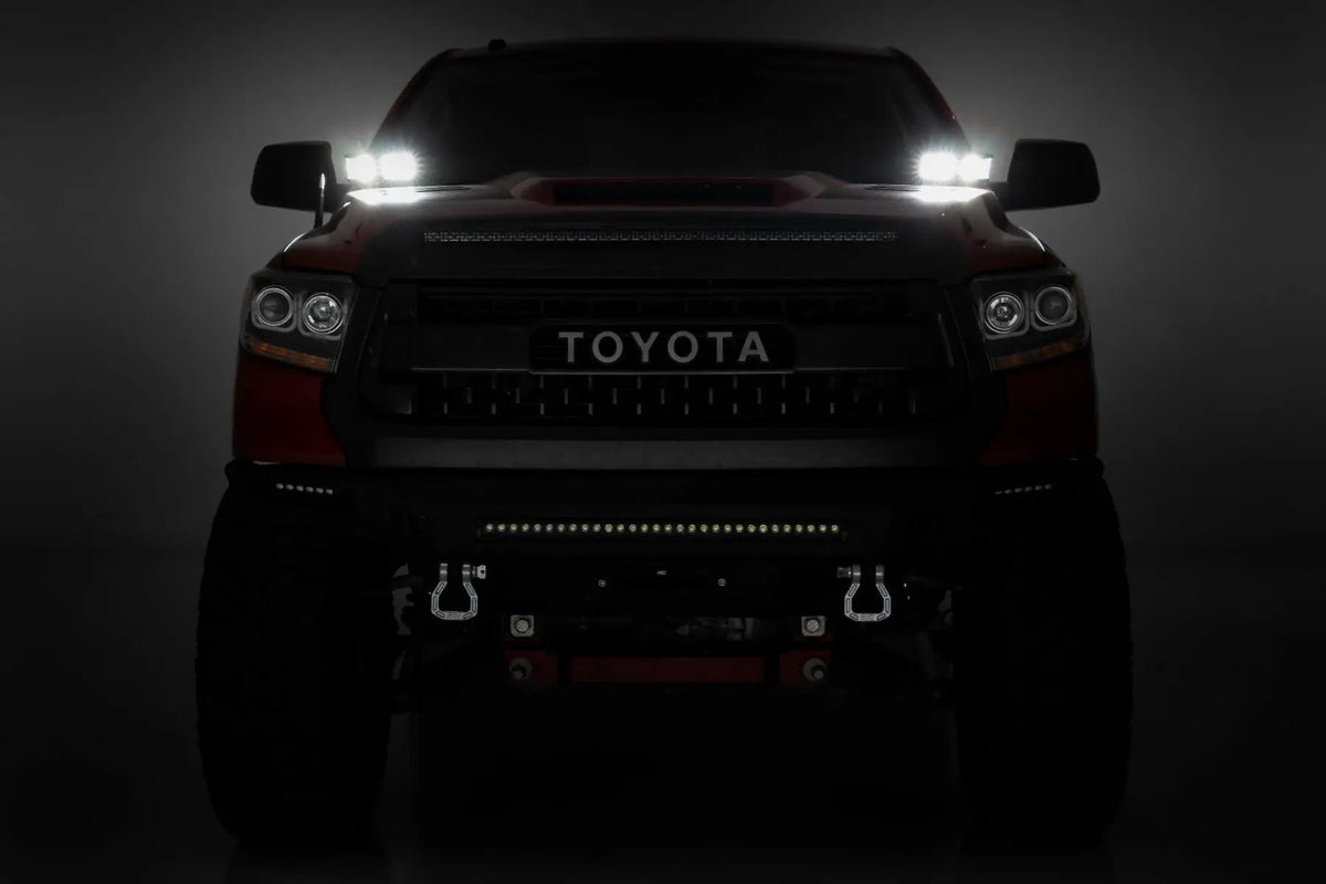 LED Light Kit | Ditch Mount | Dual 2" Black Pairs | Spot | Toyota Tundra (14-21) by Rough Country