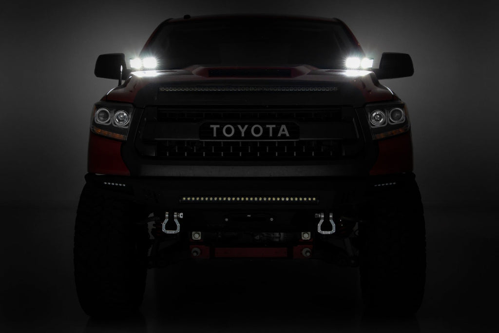 LED Light Kit | Ditch Mount | Dual 2" Black Pairs | Amber DRL | Toyota Tundra (14-21) by Rough Country