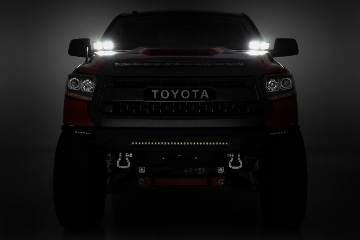 LED Light Kit | Ditch Mount | Dual 2" Black Pairs | White DRL | Toyota Tundra (14-21) by Rough Country