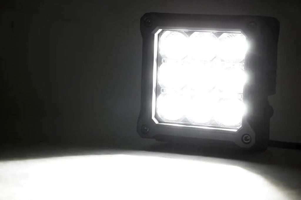 4 Inch Chrome Series LED Light Pods | Square | White DRL | Pair by Rough Country