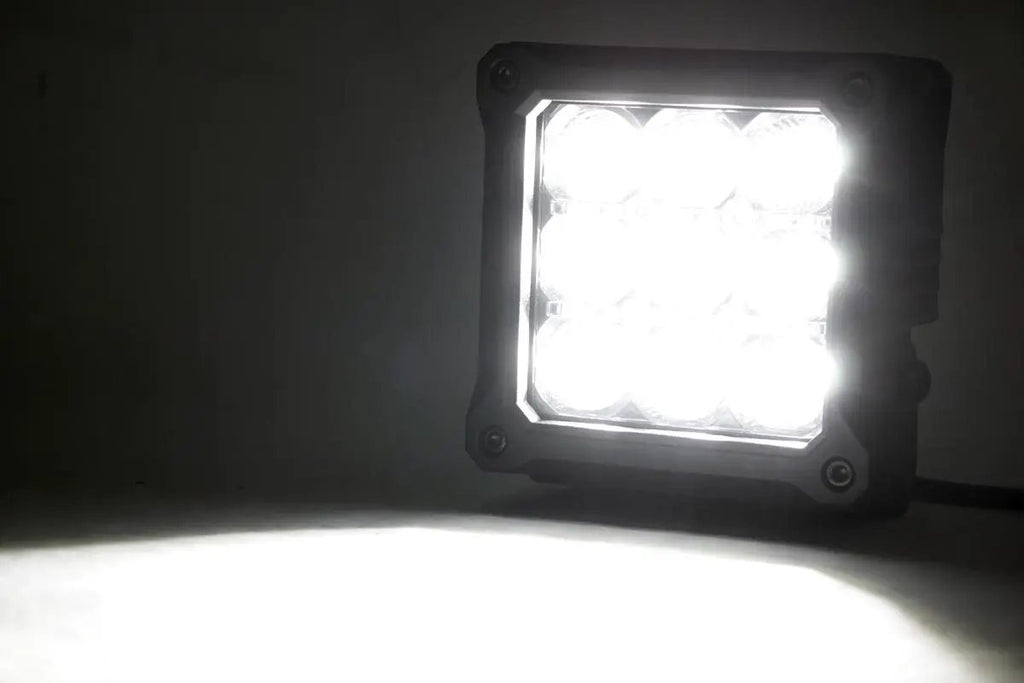 4 Inch Chrome Series LED Light Pods | Square | White DRL | Pair by Rough Country
