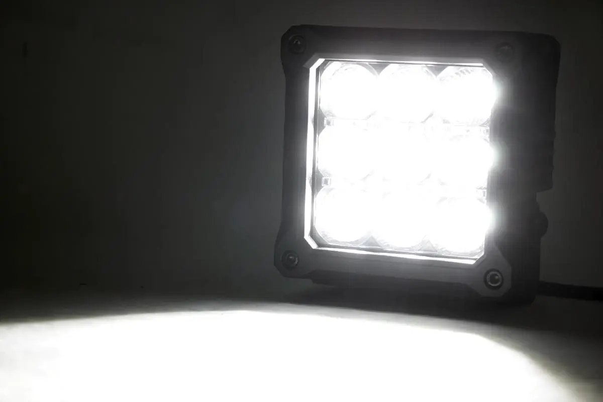 4 Inch Chrome Series LED Light Pods | Square | White DRL | Pair by Rough Country