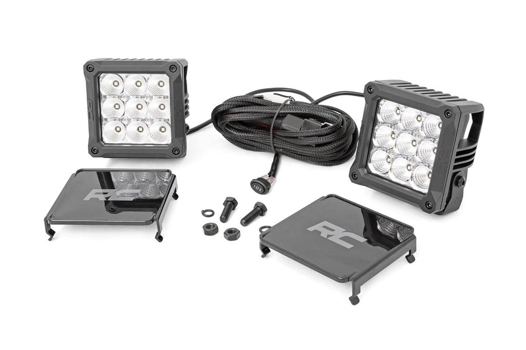 4 Inch Chrome Series LED Light Pods | Square | White DRL | Pair by Rough Country