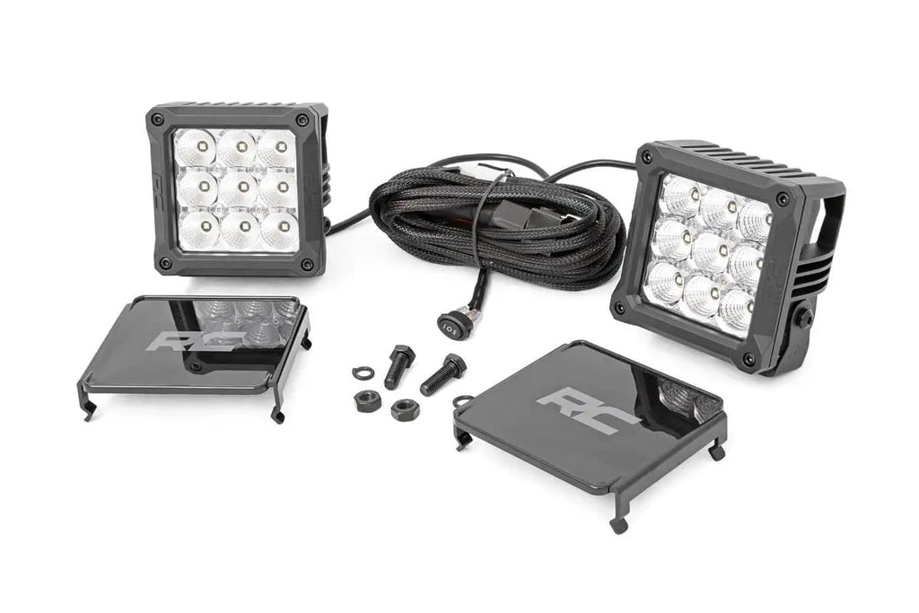 4 Inch Chrome Series LED Light Pods | Square | White DRL | Pair by Rough Country