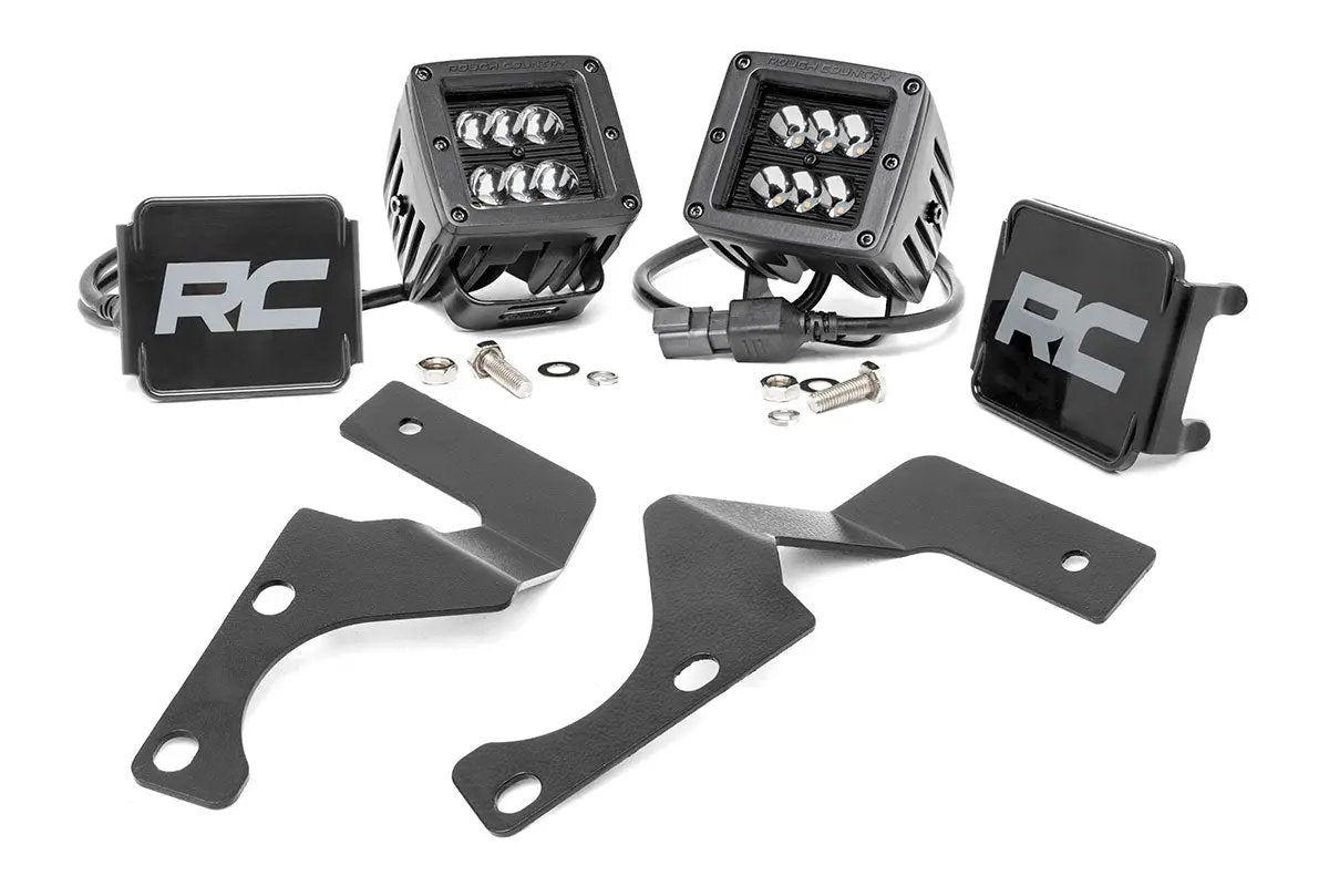 LED Light Kit | Ditch Mount | 2" Black Spot Pair | Toyota 4Runner (10-24) by Rough Country