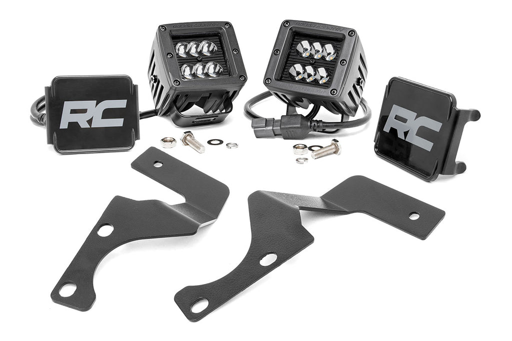 LED Light Kit | Ditch Mount | 2" Black Spot Pair | Toyota 4Runner (10-24) by Rough Country