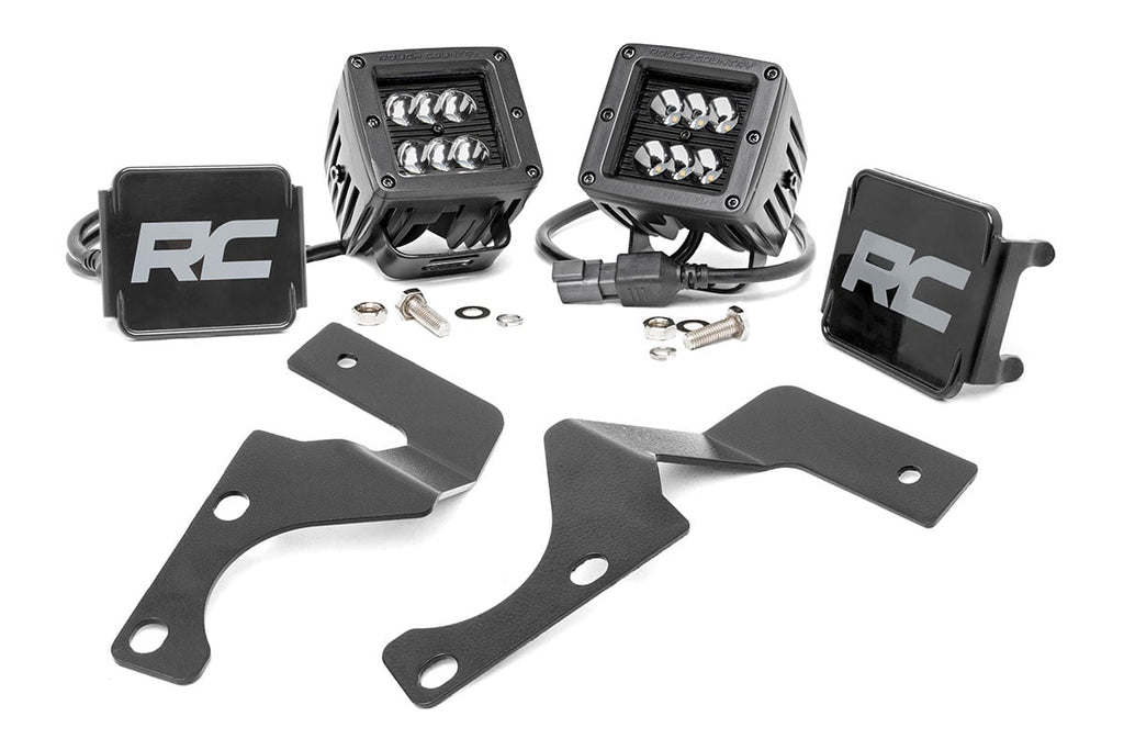 LED Light Kit | Ditch Mount | 2" Black Spot Pair | Toyota 4Runner (10-24) by Rough Country