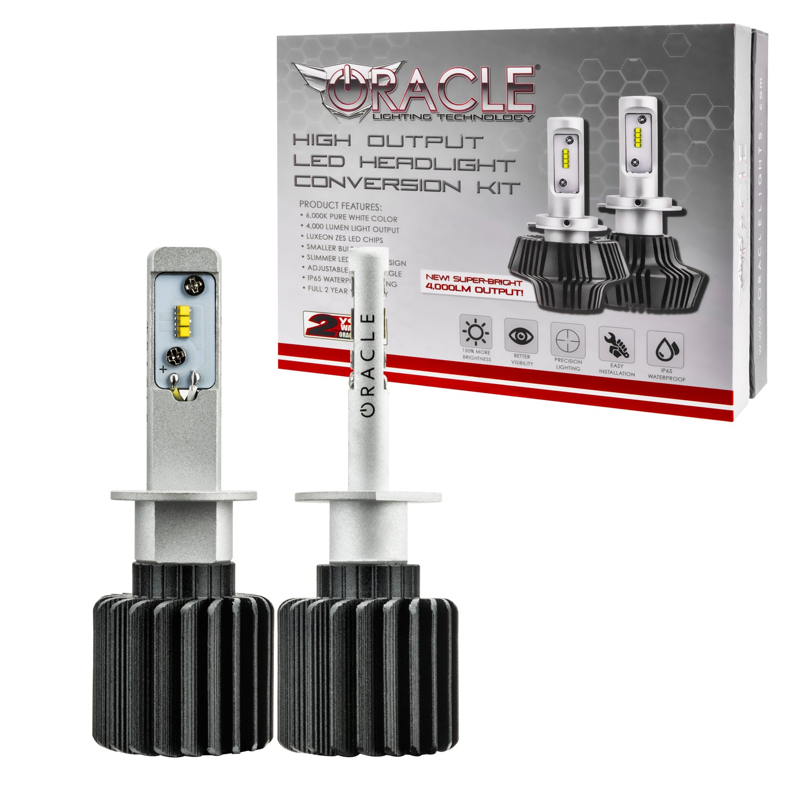H1 4,000+ Lumen LED Headlight Bulbs, Pair by Oracle Lighting