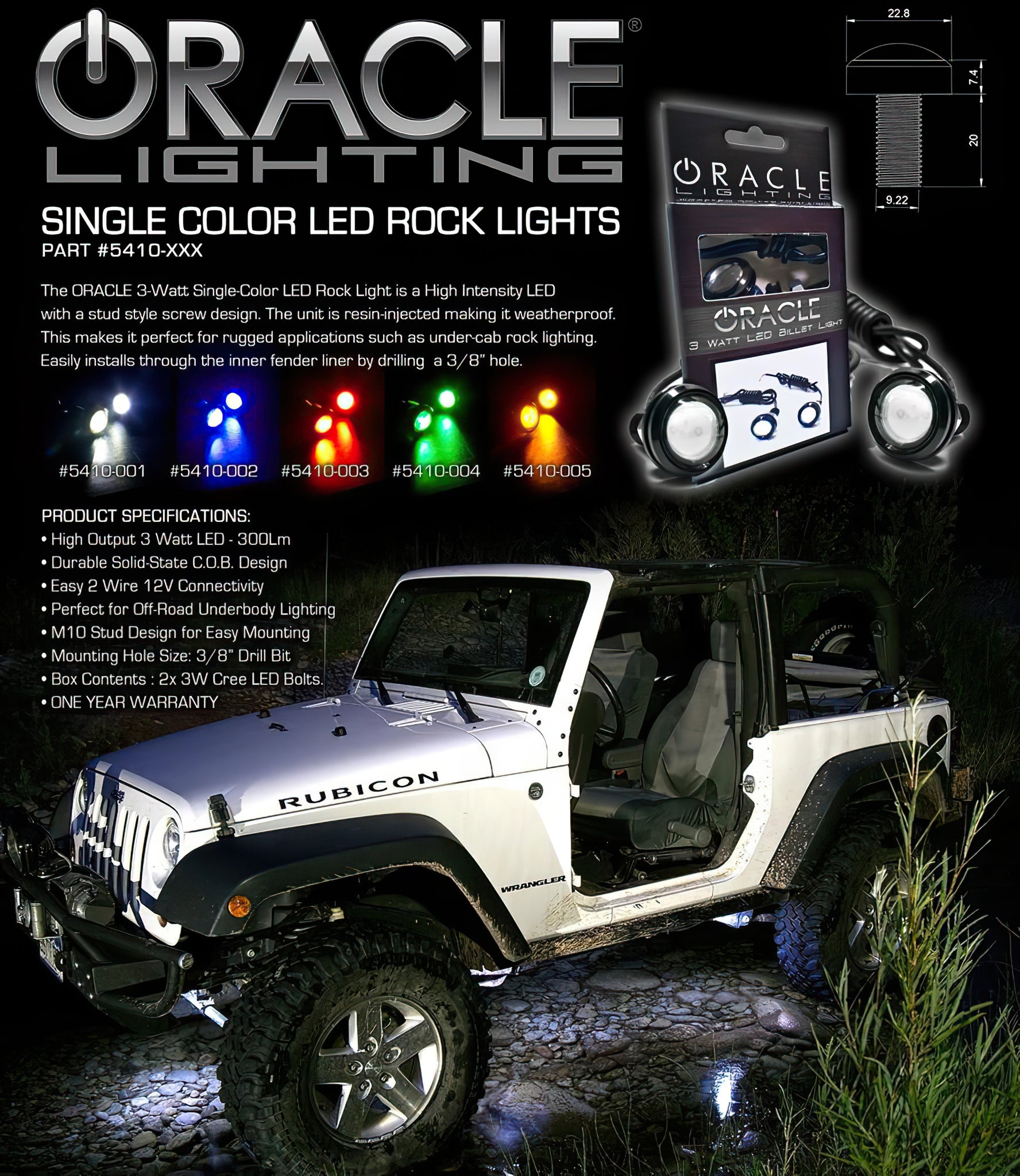 ORACLE Lighting 3W Universal Cree LED Billet Light - White by Oracle Lighting