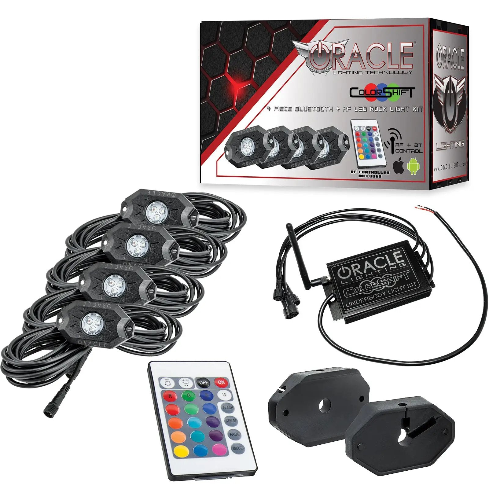 Bluetooth + RF ColorSHIFT Underbody Wheel Well Rock Light Kit - 4 PCS by Oracle Lighting