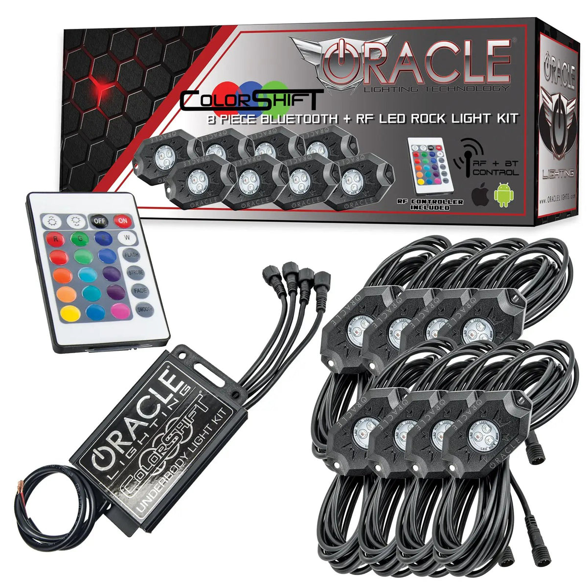 Bluetooth + RF ColorSHIFT Underbody Wheel Well Rock Light Kit - 8 PCS by Oracle Lighting