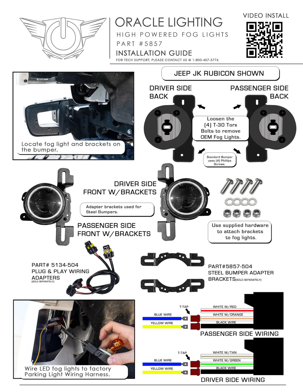ORACLE Lighting LED Fog Light Adapter Brackets for Steel Bumper Wrangler by Oracle Lighting