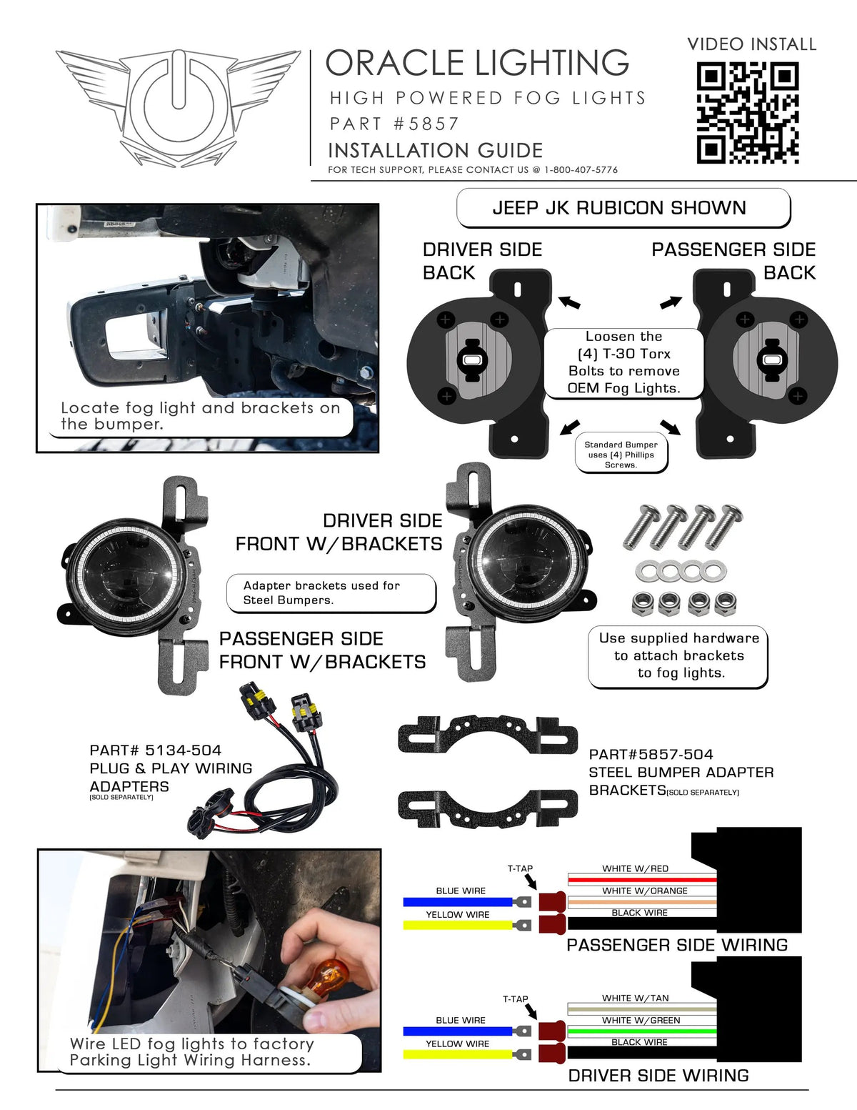 ORACLE Lighting LED Fog Light Adapter Brackets for Steel Bumper Wrangler by Oracle Lighting