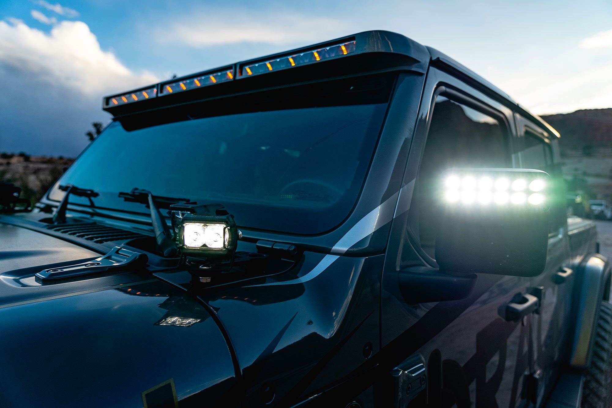 Integrated Windshield Roof LED Light Bar System for Wrangler JL / Gladiator JT by Oracle Lighting
