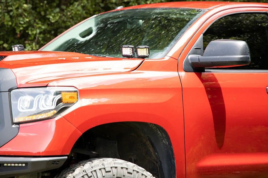 LED Light Kit | Ditch Mount | Dual 2" Black Pairs | Amber DRL | Toyota Tundra (14-21) by Rough Country