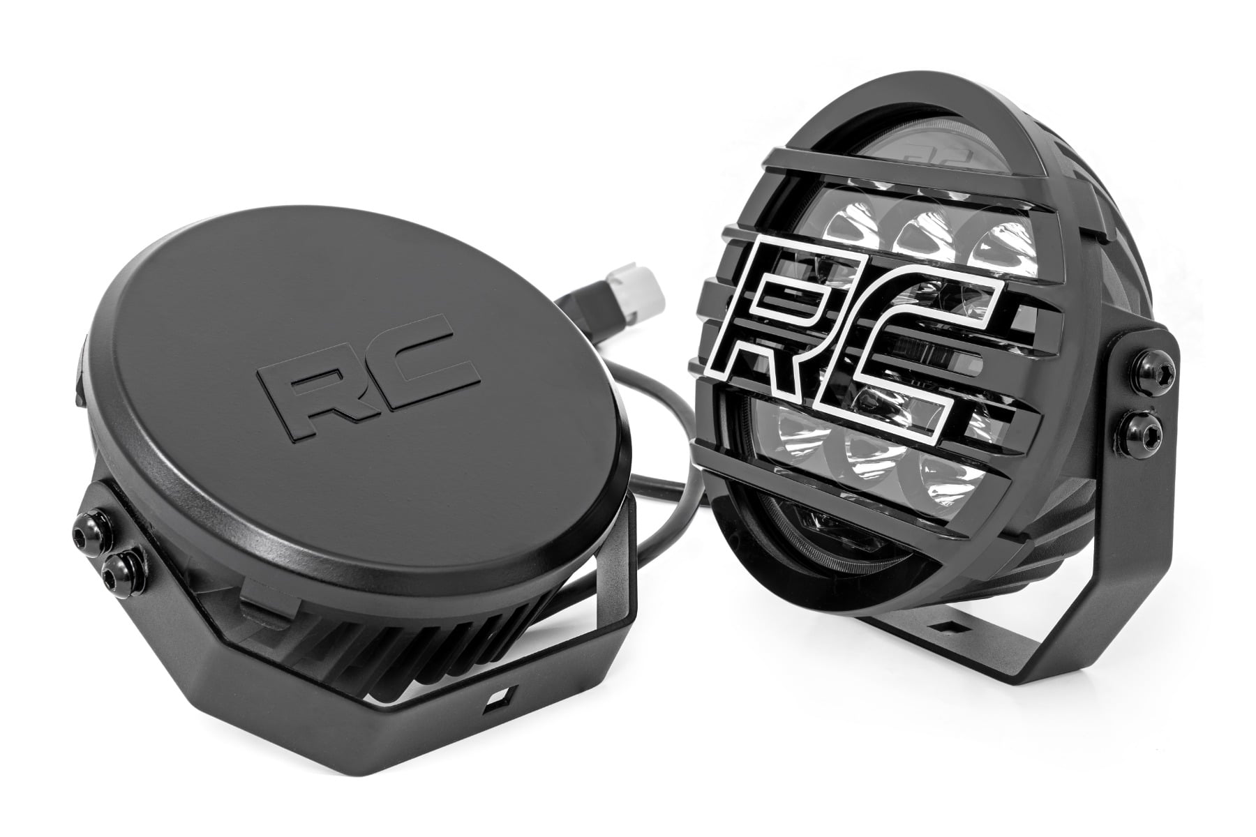 Black Series Halo LED Light Pair | White/Amber DRL | 6.5 Inch | Round by Rough Country