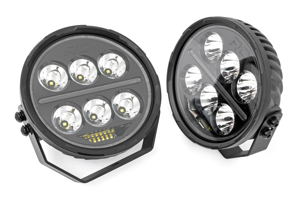 Black Series Halo LED Light Pair | White/Amber DRL | 6.5 Inch | Round by Rough Country