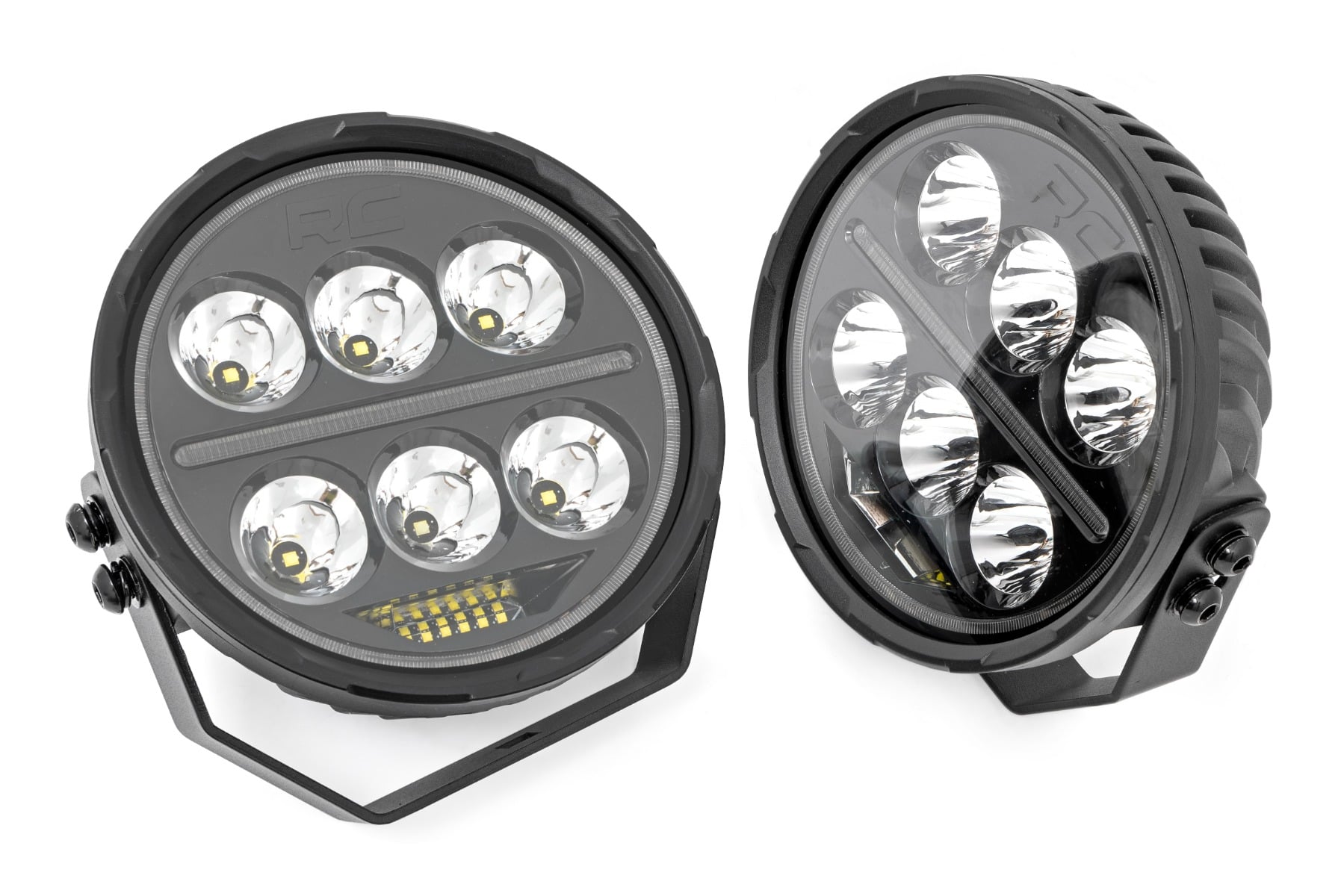 Black Series Halo LED Light Pair | White/Amber DRL | 6.5 Inch | Round by Rough Country