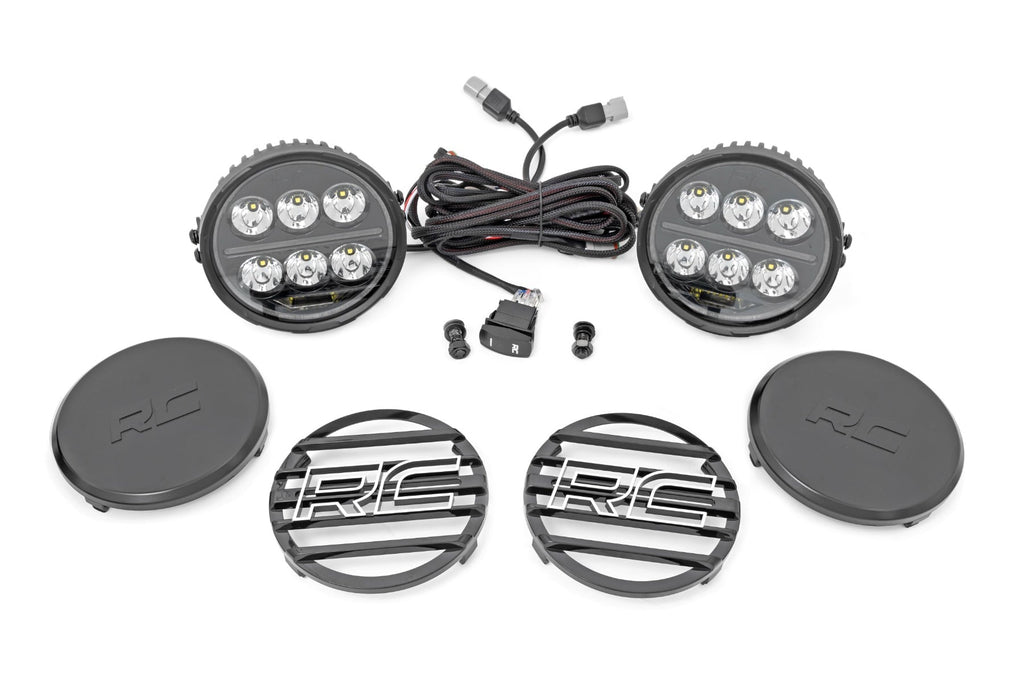 Black Series Halo LED Light Pair | White/Amber DRL | 6.5 Inch | Round by Rough Country
