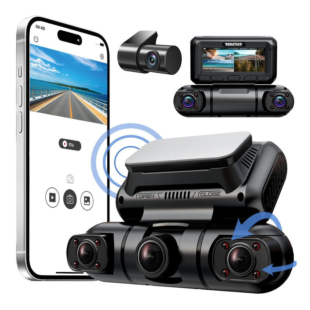 Hainatech 360 Degree View 4 Channel Dash Cam Front And Rear Inside Left Right, Dash Camera For Cars, Built-in GPS WiFi Night Vision, 24 7 Recording Parking Mode Monitor, Free 128G Card by Nino Auto Repair