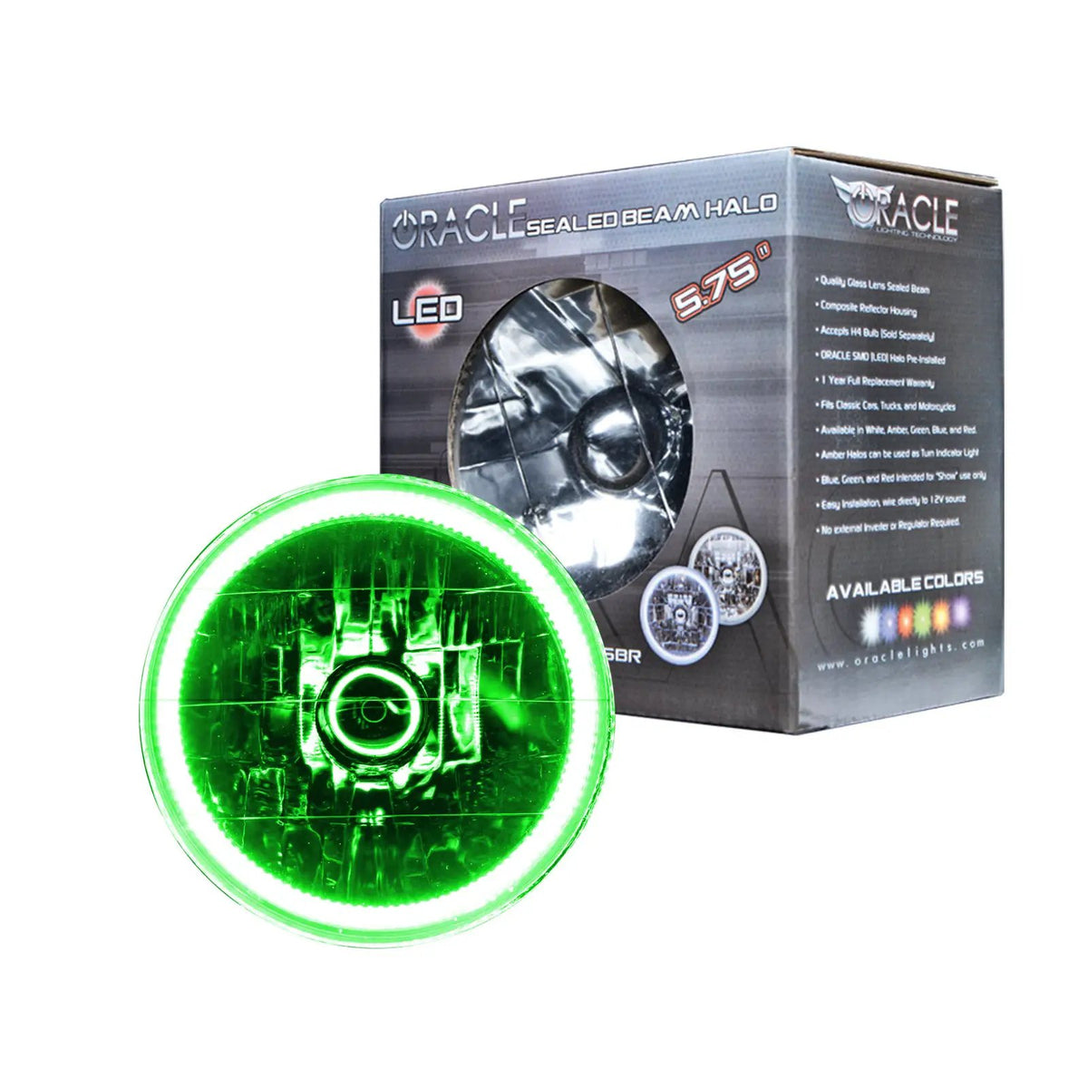 ORACLE Lighting Pre-Installed Lights 5.75 IN. Sealed Beam - Green Halo by Oracle Lighting