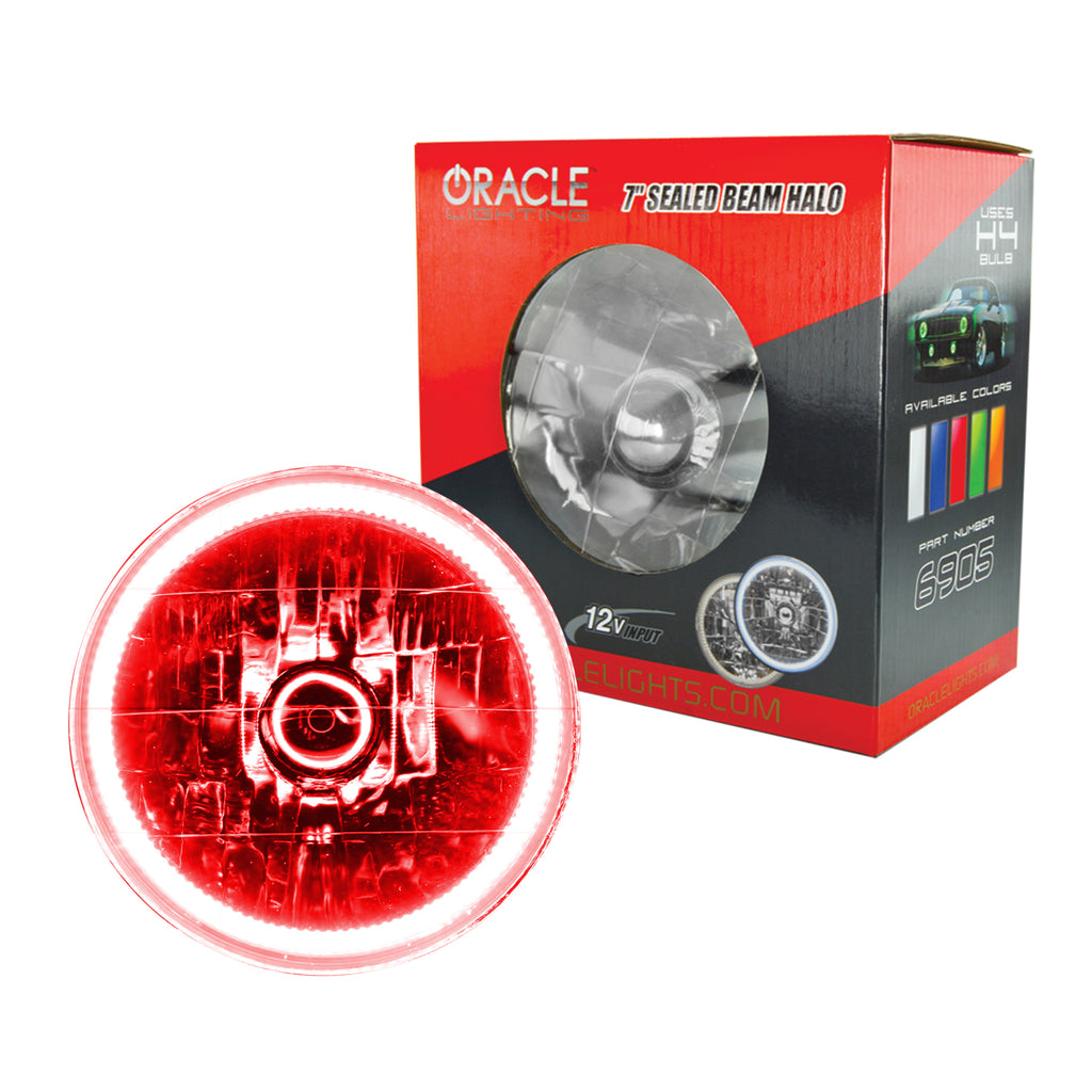 Pre-Installed Lights 7 IN. Sealed Beam - Red Halo by Oracle Lighting