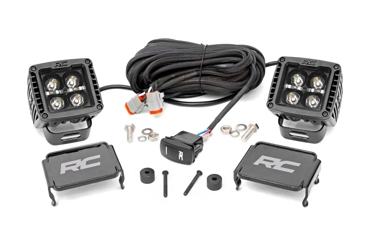 LED Light Kit | Cowl Mount | 2" Black Pair | Amber DRL | Jeep Gladiator JT/Wrangler JL (18-26) by Rough Country