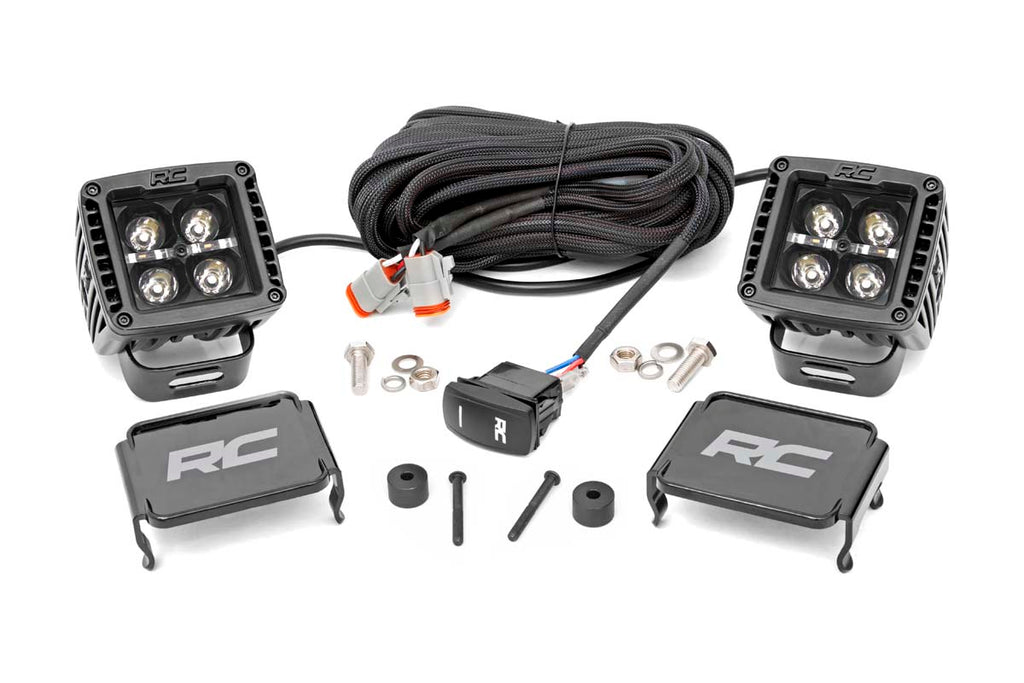 LED Light Kit | Cowl Mount | 2" Black Pair | White DRL | Jeep Gladiator JT/Wrangler JL (18-26) by Rough Country