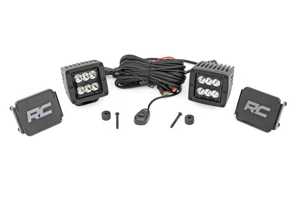 LED Light Kit | Cowl Mount | 2" Black Pair | Jeep Gladiator JT/Wrangler JL (18-26) by Rough Country