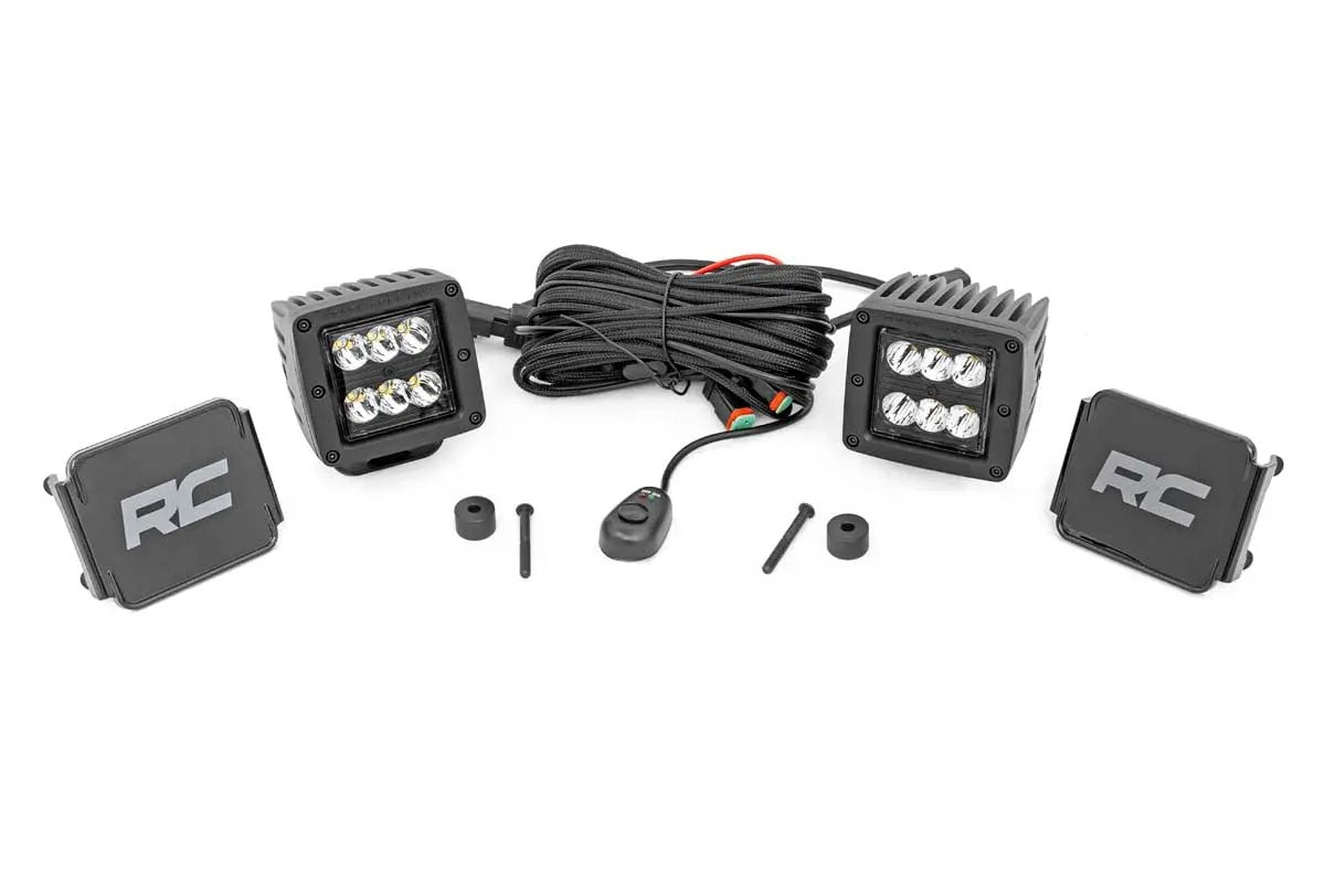 LED Light Kit | Cowl Mount | 2" Black Pair | Jeep Gladiator JT/Wrangler JL (18-26) by Rough Country