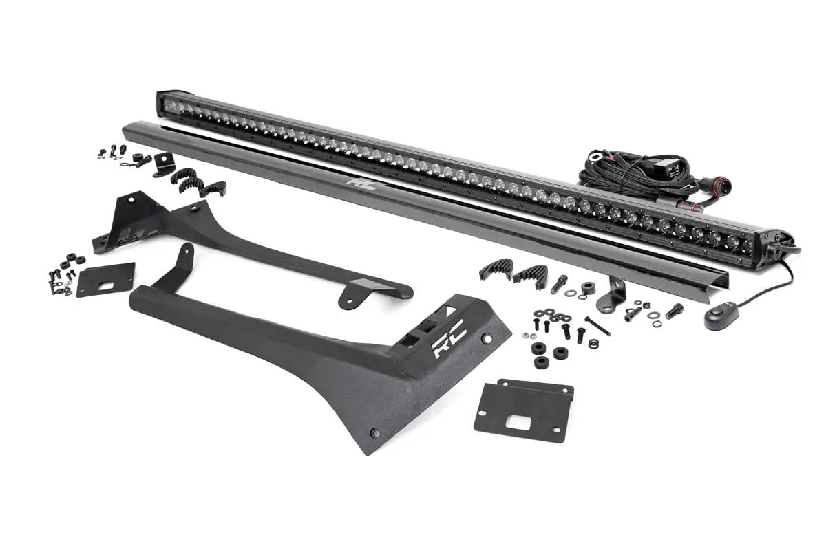 LED Light Kit | Windshield Mount | 50" BLK Single Row | Jeep Gladiator JT/Wrangler JL (18-26) by Rough Country