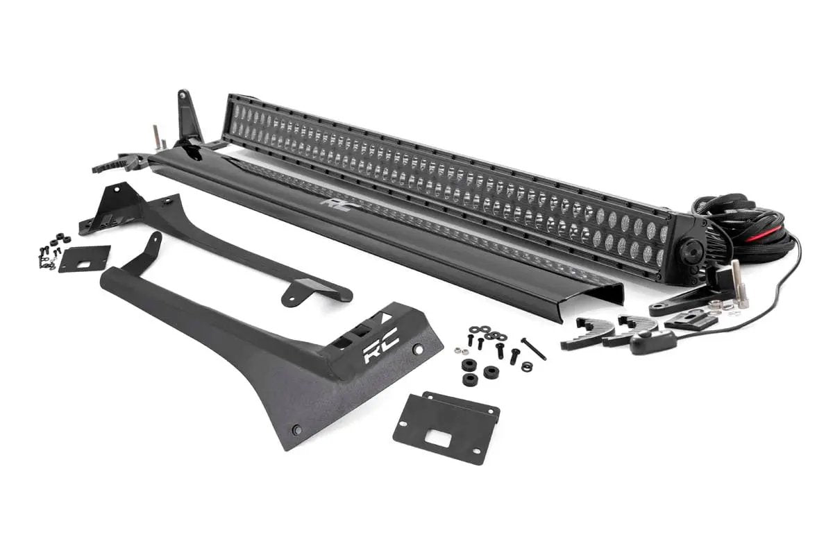 LED Light Kit | Windshield Mount | 50" BLK Dual Row | Jeep Gladiator JT/Wrangler JL (18-26) by Rough Country