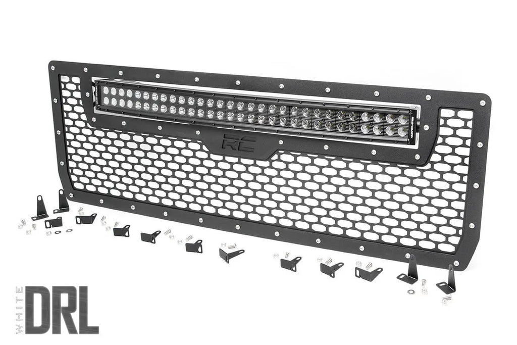 Mesh Grille | 30" Dual Row LED | Black | White DRL | GMC Sierra 1500 (14-15) by Rough Country