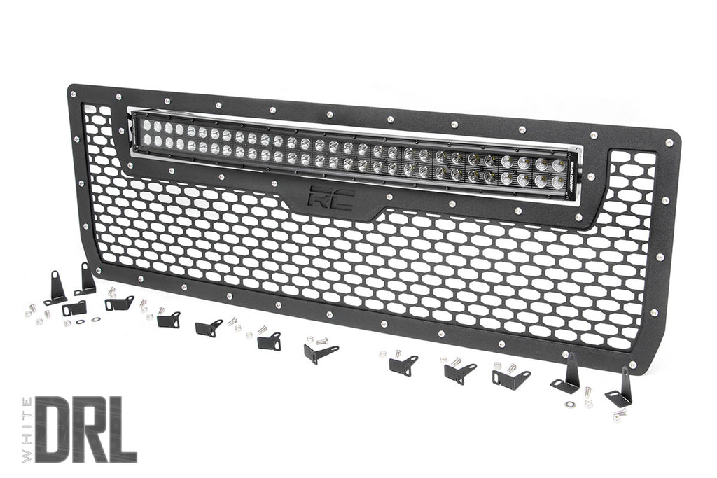 Mesh Grille | 30" Dual Row LED | Black | White DRL | GMC Sierra 1500 (14-15) by Rough Country