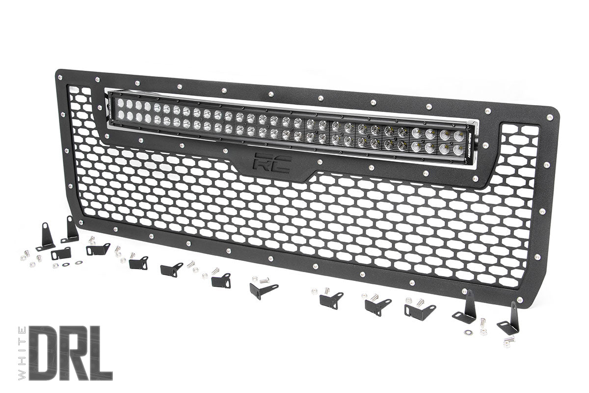 Mesh Grille | 30" Dual Row LED | Black | White DRL | GMC Sierra 1500 (14-15) by Rough Country