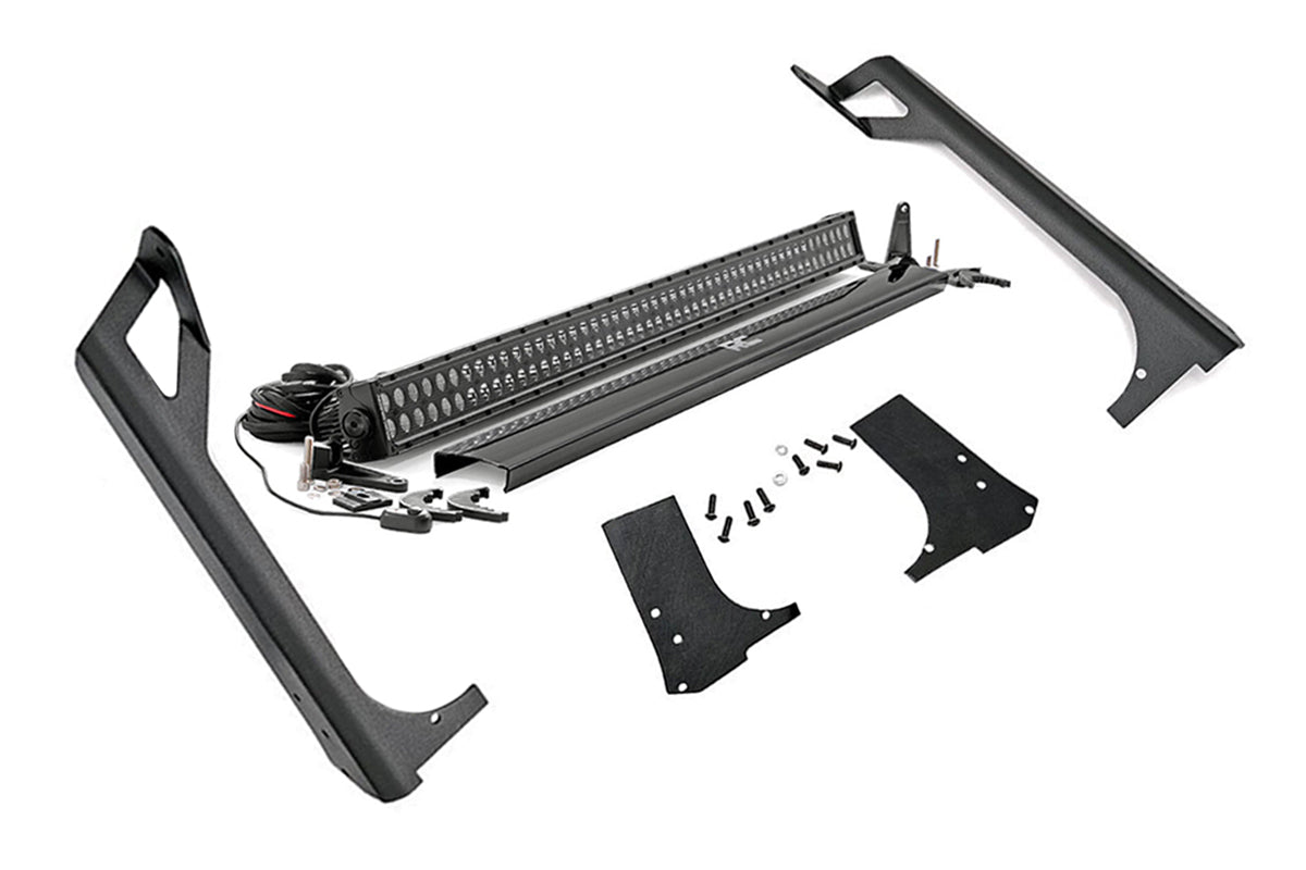 LED Light Kit | Windshield Mount | 50" Black Dual Row | Jeep Wrangler TJ (97-06) by Rough Country