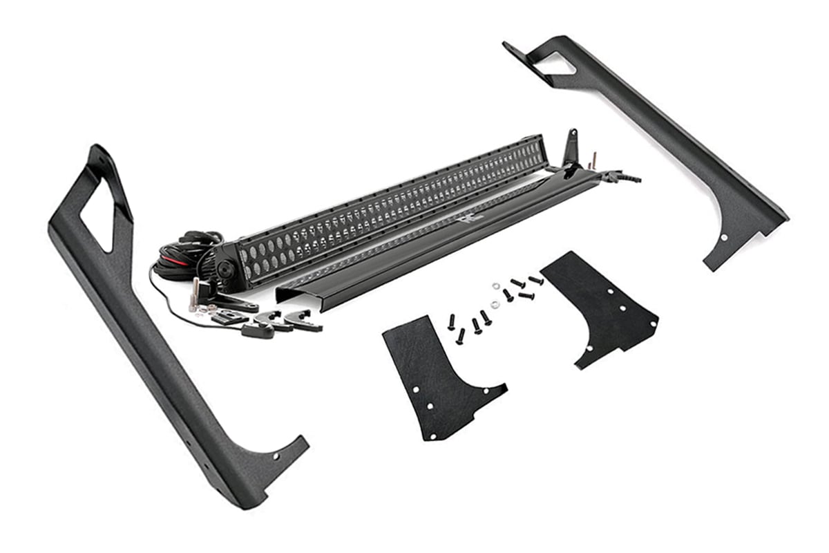 LED Light Kit | Windshield Mount | 50" Black Dual Row | Jeep Wrangler TJ (97-06) by Rough Country