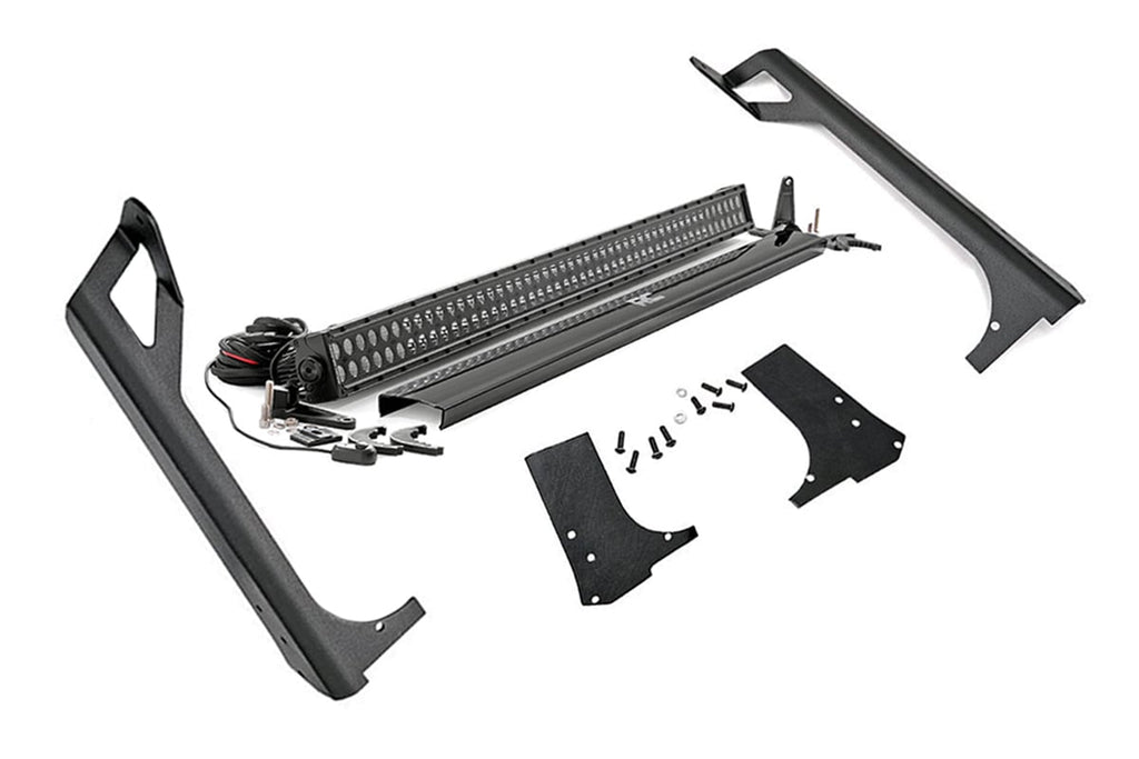 LED Light Kit | Windshield Mount | 50" Black Dual Row | Jeep Wrangler TJ (97-06) by Rough Country