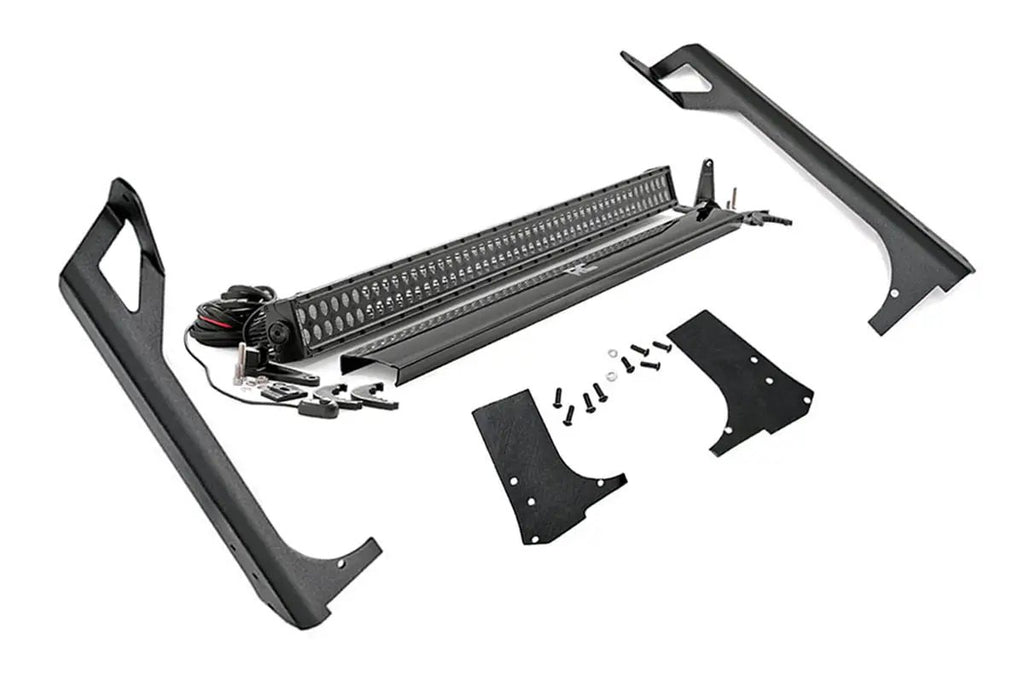 LED Light Kit | Windshield Mount | 50" Black Dual Row | Jeep Wrangler TJ (97-06) by Rough Country