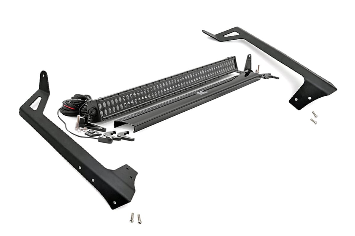 LED Light Kit | Windshield Mount | 50" Black Dual Row | Jeep Wrangler JK (07-18) by Rough Country