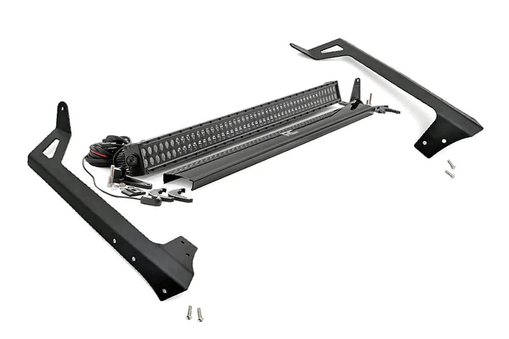 LED Light Kit | Windshield Mount | 50" Black Dual Row | Jeep Wrangler JK (07-18) by Rough Country