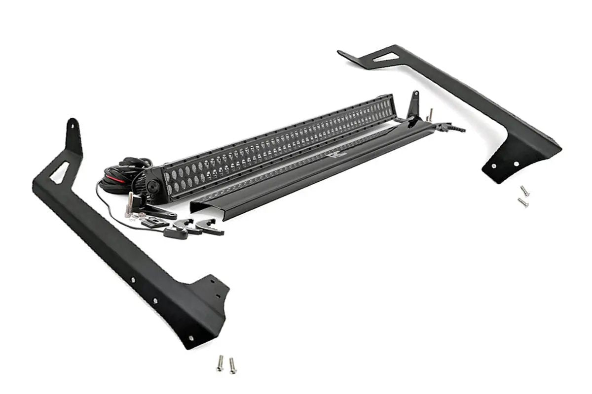 LED Light Kit | Windshield Mount | 50" Black Dual Row | Jeep Wrangler JK (07-18) by Rough Country