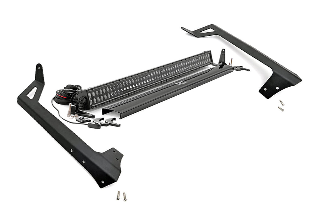 LED Light Kit | Windshield Mount | 50" Black Dual Row | Jeep Wrangler JK (07-18) by Rough Country