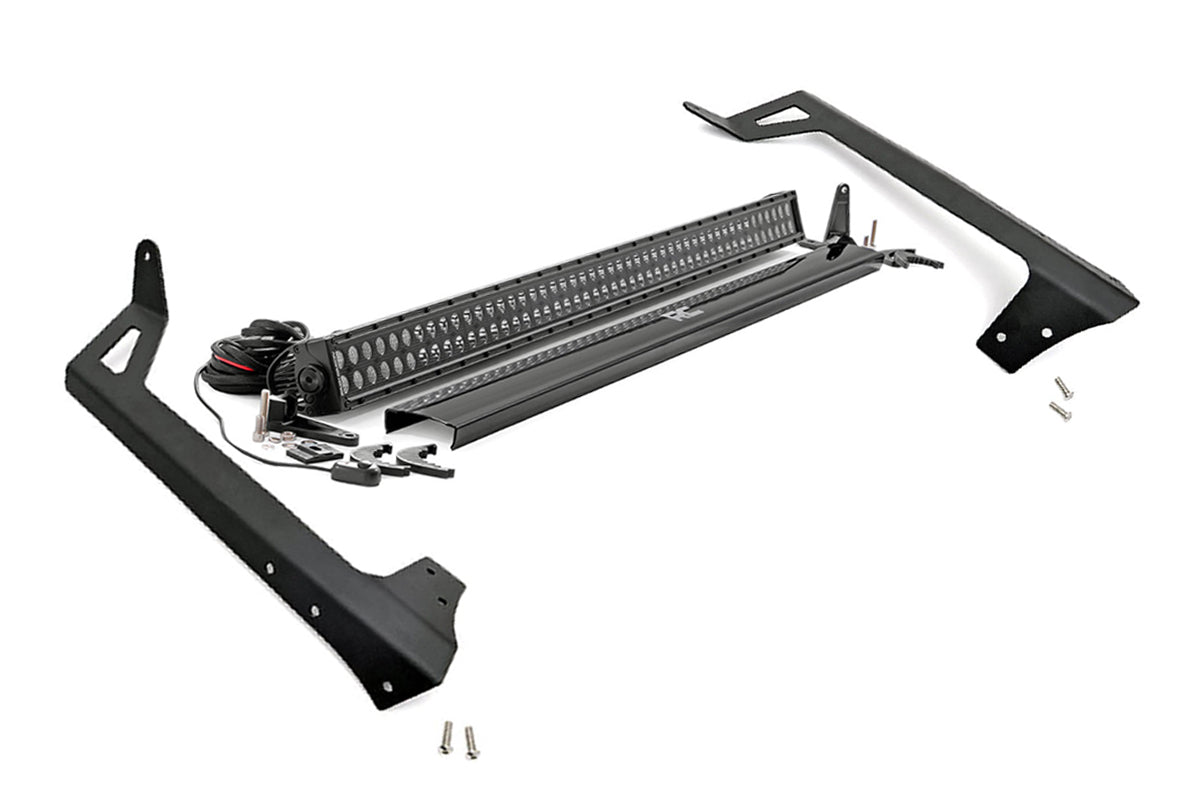 LED Light Kit | Windshield Mount | 50" Black Dual Row | Jeep Wrangler JK (07-18) by Rough Country